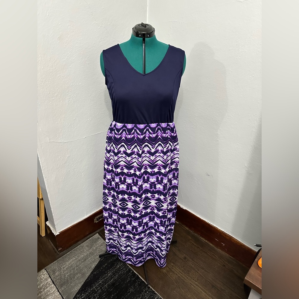 Tantrums Navy and Purple Sleeveless Maxi Dress